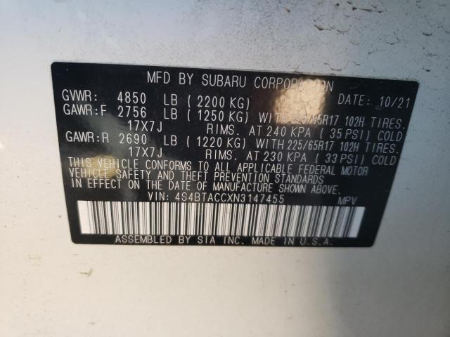 Photo 12 VIN: 4S4BTACCXN3147455 - SUBARU OUTBACK PR 