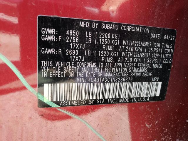 Photo 11 VIN: 4S4BTADC1N3236376 - SUBARU OUTBACK 