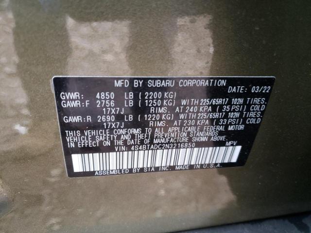 Photo 12 VIN: 4S4BTADC2N3216850 - SUBARU OUTBACK PR 