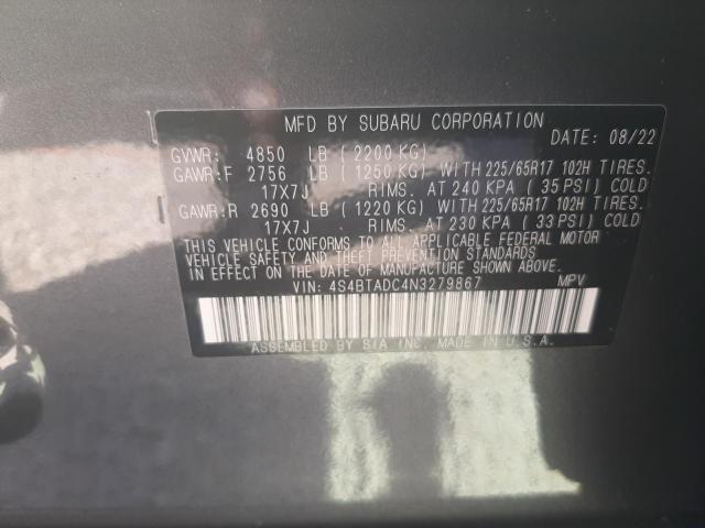 Photo 9 VIN: 4S4BTADC4N3279867 - SUBARU OUTBACK PR 