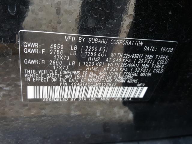 Photo 9 VIN: 4S4BTADC5M3122847 - SUBARU OUTBACK PR 