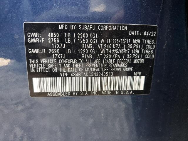 Photo 12 VIN: 4S4BTADC5N3240513 - SUBARU OUTBACK PR 