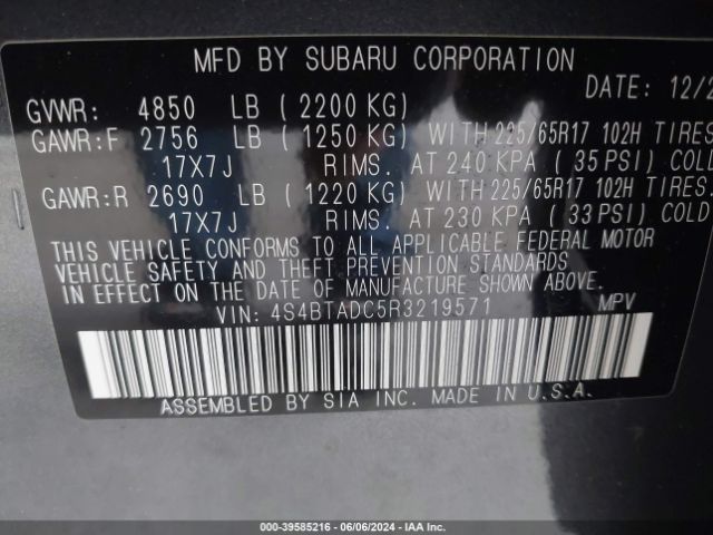 Photo 8 VIN: 4S4BTADC5R3219571 - SUBARU OUTBACK 