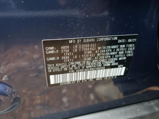 Photo 9 VIN: 4S4BTADC6N3108358 - SUBARU OUTBACK PR 