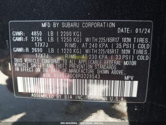 Photo 8 VIN: 4S4BTADC6R3229543 - SUBARU OUTBACK 