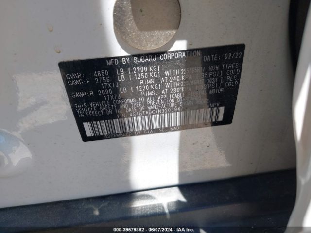 Photo 8 VIN: 4S4BTADC7N3203947 - SUBARU OUTBACK PR 