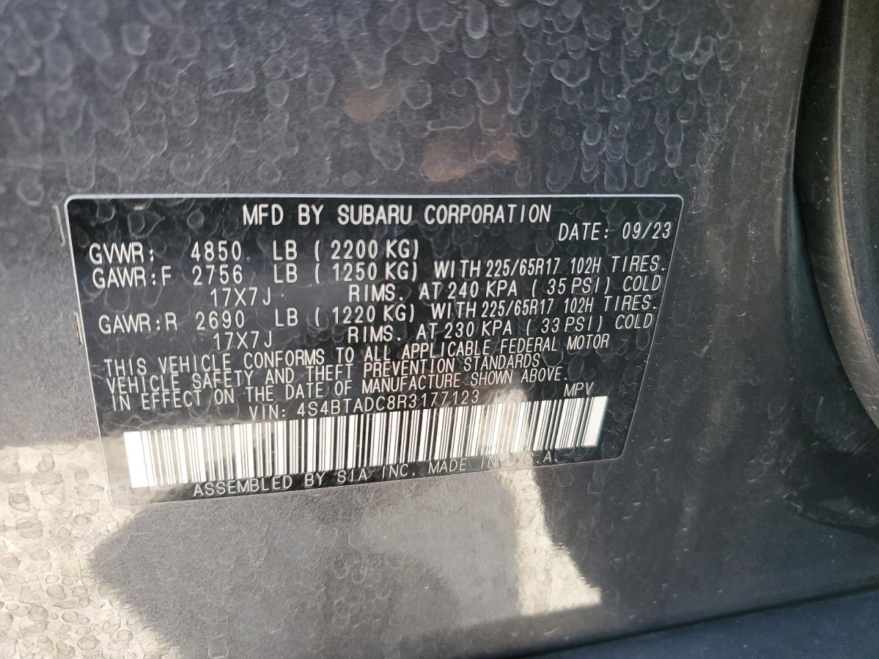 Photo 12 VIN: 4S4BTADC8R3177123 - SUBARU OUTBACK 