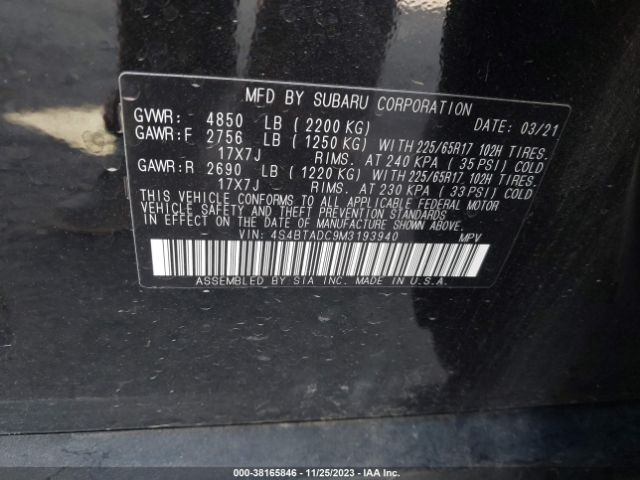 Photo 8 VIN: 4S4BTADC9M3193940 - SUBARU OUTBACK 