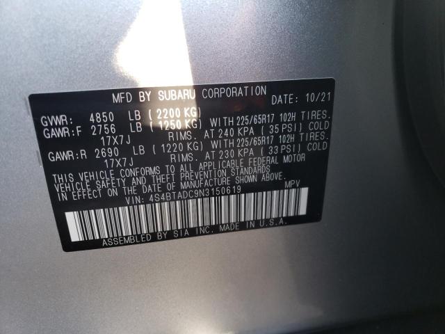 Photo 9 VIN: 4S4BTADC9N3150619 - SUBARU OUTBACK 