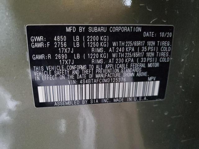 Photo 12 VIN: 4S4BTAFC0M3125376 - SUBARU OUTBACK PR 