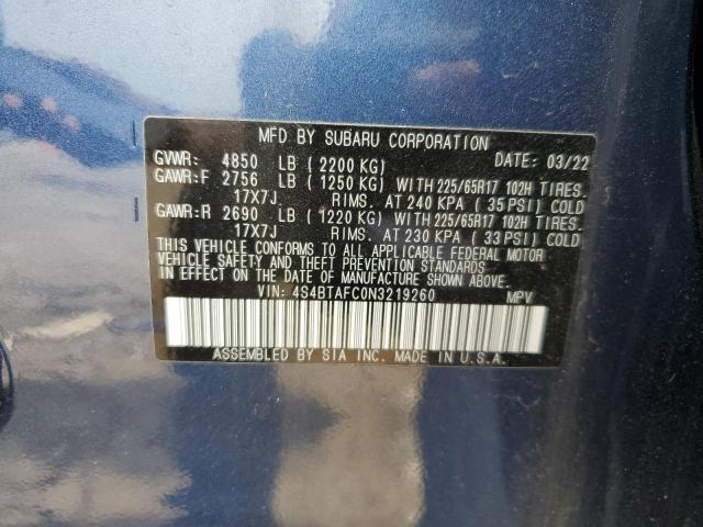 Photo 12 VIN: 4S4BTAFC0N3219260 - SUBARU OUTBACK 