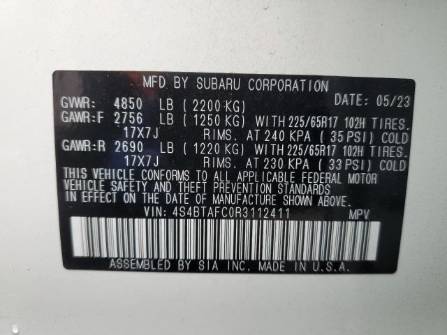 Photo 11 VIN: 4S4BTAFC0R3112411 - SUBARU OUTBACK PR 