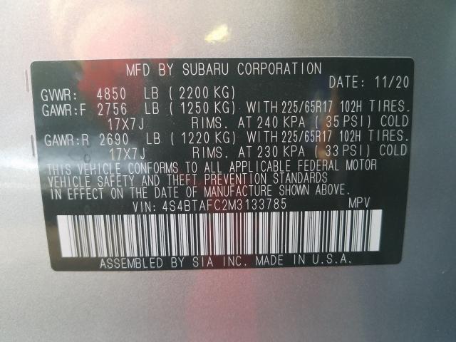 Photo 9 VIN: 4S4BTAFC2M3133785 - SUBARU OUTBACK PR 