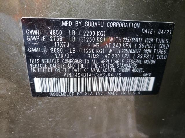 Photo 9 VIN: 4S4BTAFC3M3204976 - SUBARU OUTBACK PR 