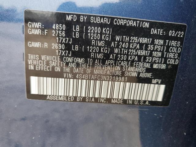 Photo 12 VIN: 4S4BTAFC3N3219981 - SUBARU OUTBACK 