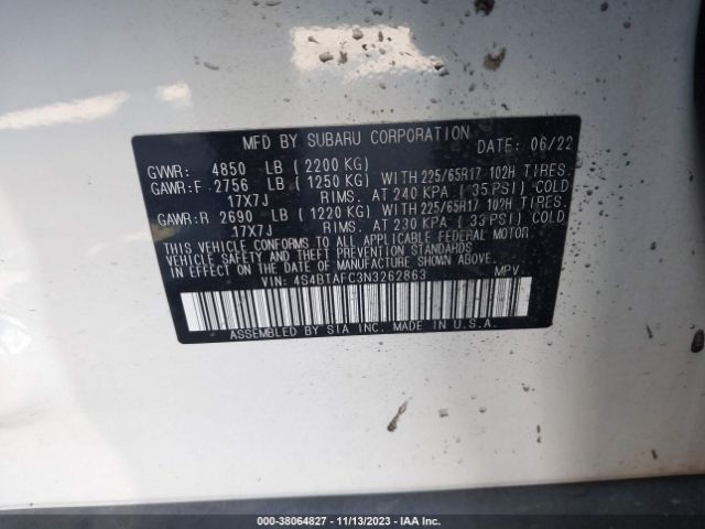 Photo 8 VIN: 4S4BTAFC3N3262863 - SUBARU OUTBACK 