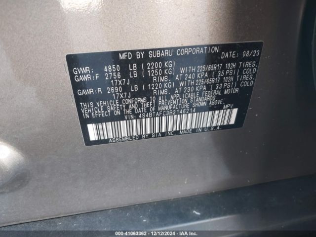 Photo 8 VIN: 4S4BTAFC3R3146214 - SUBARU OUTBACK 