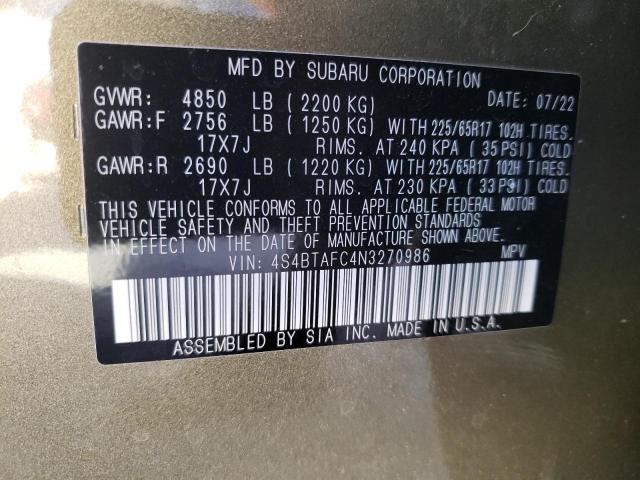 Photo 12 VIN: 4S4BTAFC4N3270986 - SUBARU OUTBACK PR 