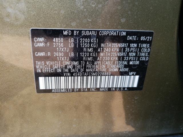 Photo 9 VIN: 4S4BTAFC5M3228860 - SUBARU OUTBACK PR 