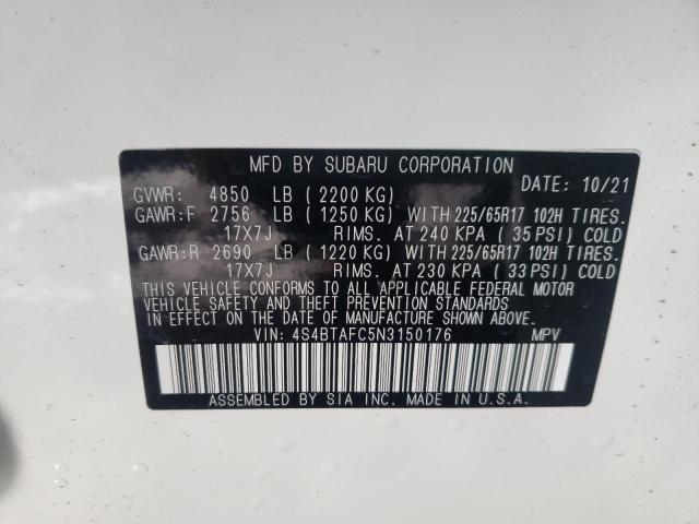 Photo 9 VIN: 4S4BTAFC5N3150176 - SUBARU OUTBACK PR 