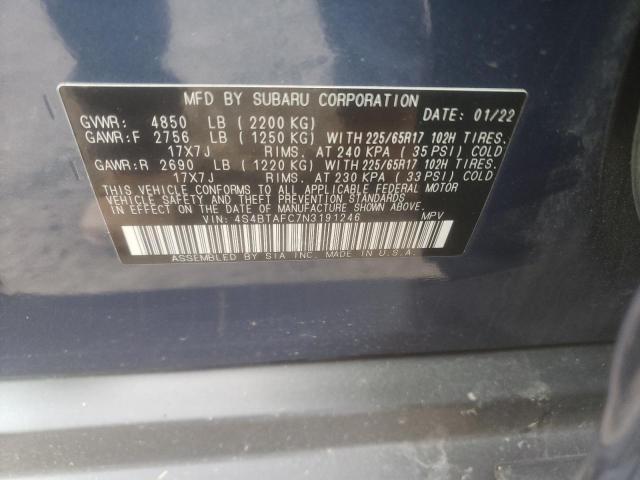 Photo 12 VIN: 4S4BTAFC7N3191246 - SUBARU OUTBACK 