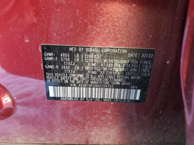 Photo 12 VIN: 4S4BTAFC8N3204103 - SUBARU OUTBACK PR 