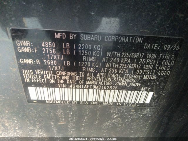 Photo 8 VIN: 4S4BTAFC9M3102825 - SUBARU OUTBACK 