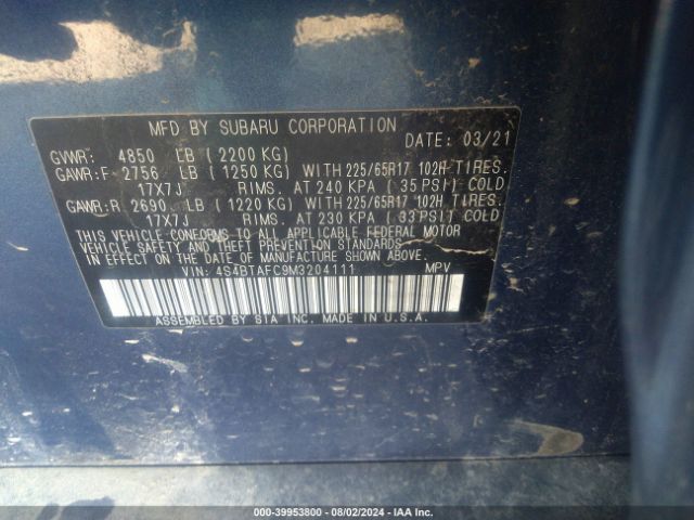 Photo 8 VIN: 4S4BTAFC9M3204111 - SUBARU OUTBACK 