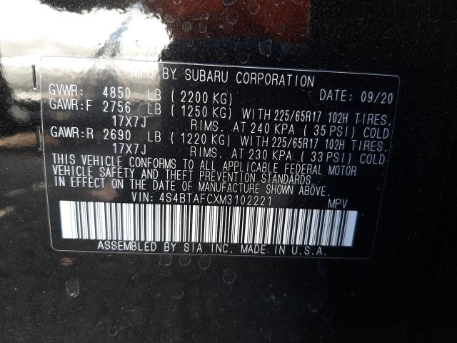 Photo 9 VIN: 4S4BTAFCXM3102221 - SUBARU OUTBACK PR 