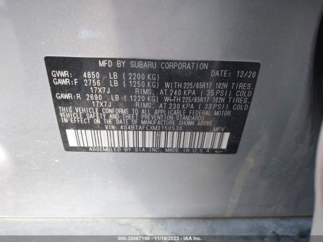 Photo 8 VIN: 4S4BTAFCXM3150530 - SUBARU OUTBACK 