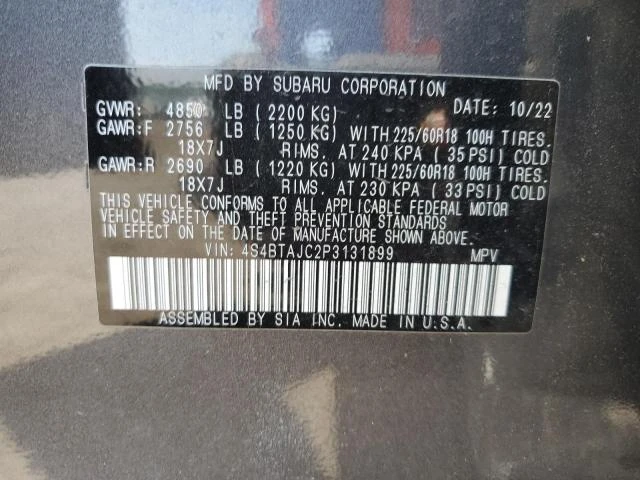 Photo 12 VIN: 4S4BTAJC2P3131899 - SUBARU OUTBACK ON 