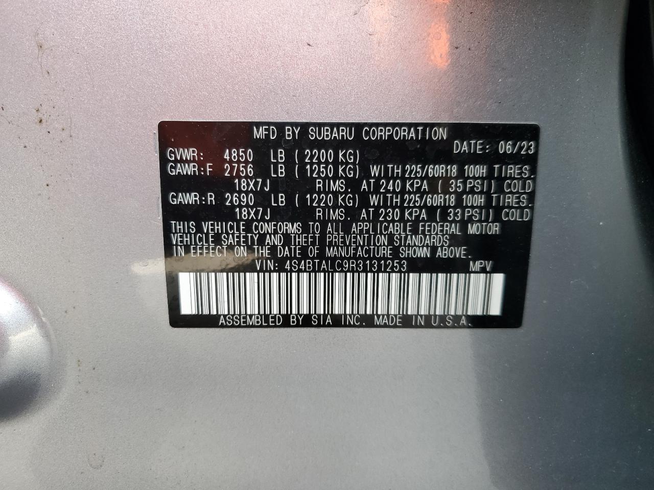 Photo 13 VIN: 4S4BTALC9R3131253 - SUBARU OUTBACK 