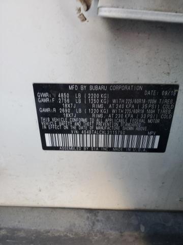 Photo 12 VIN: 4S4BTALCXL3115750 - SUBARU OUTBACK LI 