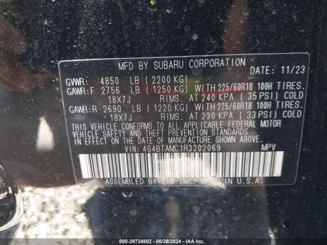 Photo 8 VIN: 4S4BTAMC1R3202069 - SUBARU OUTBACK 