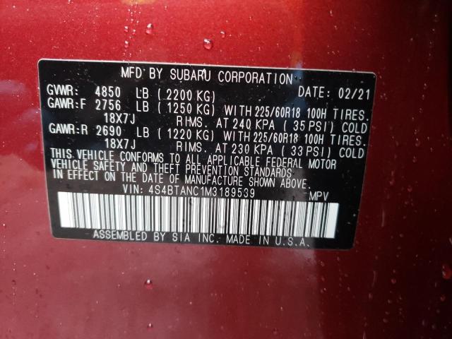 Photo 9 VIN: 4S4BTANC1M3189539 - SUBARU OUTBACK LI 