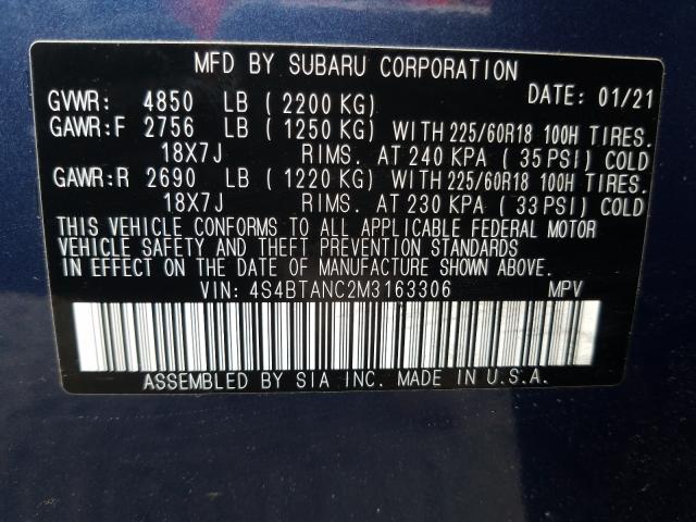 Photo 9 VIN: 4S4BTANC2M3163306 - SUBARU OUTBACK LI 