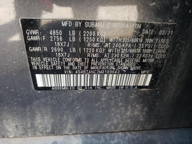 Photo 9 VIN: 4S4BTANC2M3199643 - SUBARU OUTBACK LI 