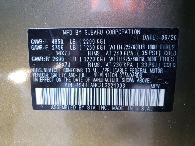 Photo 9 VIN: 4S4BTANC3L3221003 - SUBARU OUTBACK LI 