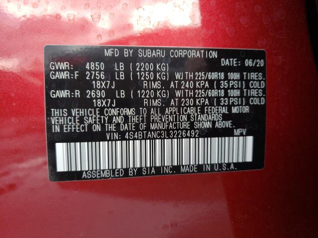 Photo 9 VIN: 4S4BTANC3L3226492 - SUBARU OUTBACK 