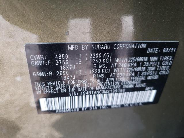 Photo 9 VIN: 4S4BTANC3M3199196 - SUBARU OUTBACK LI 