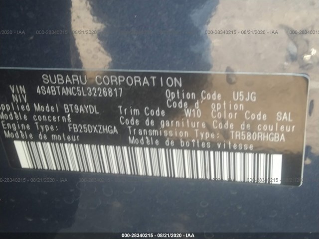 Photo 8 VIN: 4S4BTANC5L3226817 - SUBARU OUTBACK 