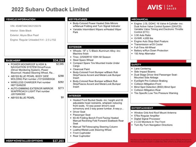 Photo 12 VIN: 4S4BTANC5N3105076 - SUBARU OUTBACK LI 