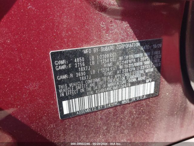 Photo 8 VIN: 4S4BTANC6M3130678 - SUBARU OUTBACK 