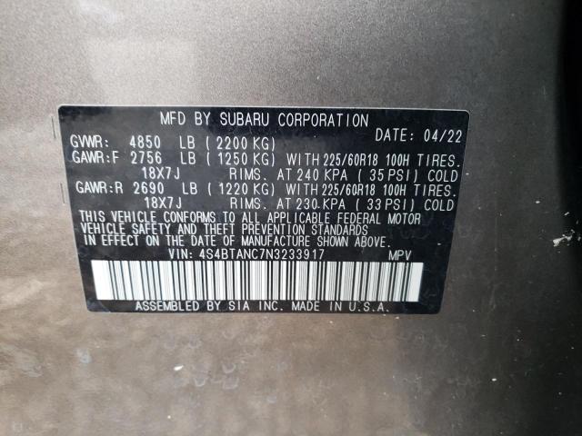 Photo 12 VIN: 4S4BTANC7N3233917 - SUBARU OUTBACK LI 