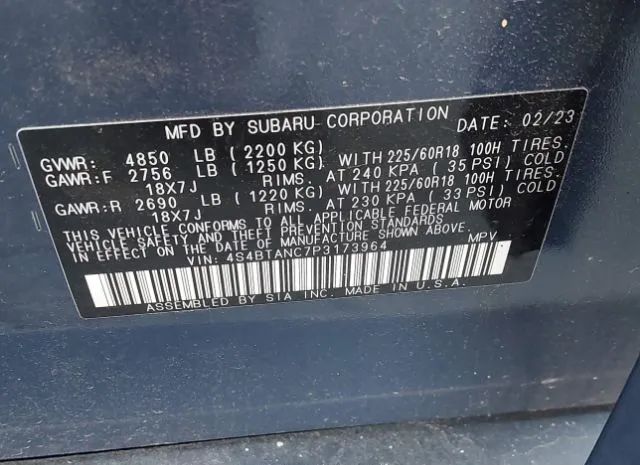 Photo 8 VIN: 4S4BTANC7PC173964 - SUBARU OUTBACK 