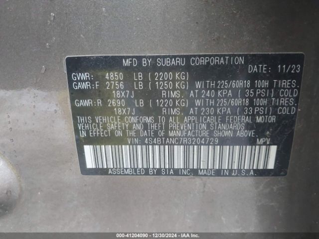 Photo 8 VIN: 4S4BTANC7R3204729 - SUBARU OUTBACK 