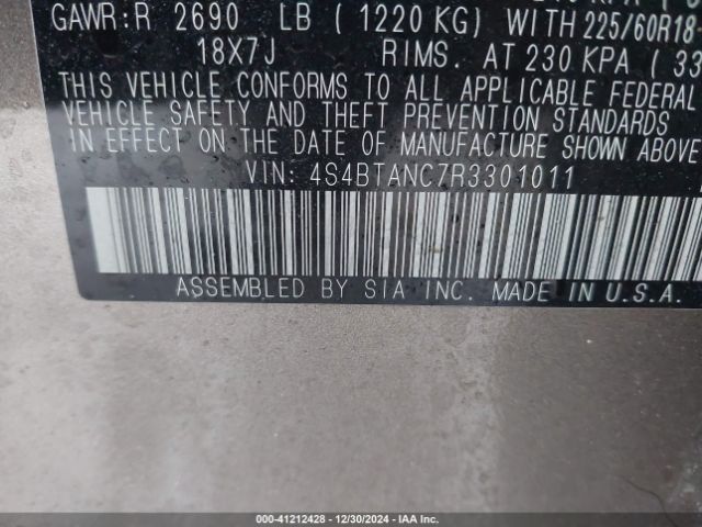 Photo 8 VIN: 4S4BTANC7R3301011 - SUBARU OUTBACK 