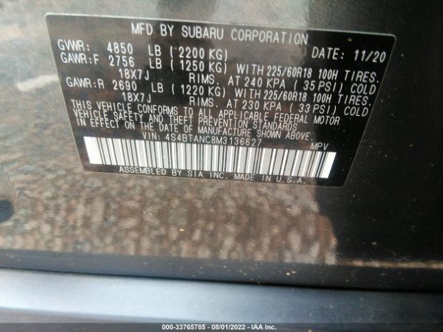 Photo 8 VIN: 4S4BTANC8M3136627 - SUBARU OUTBACK 