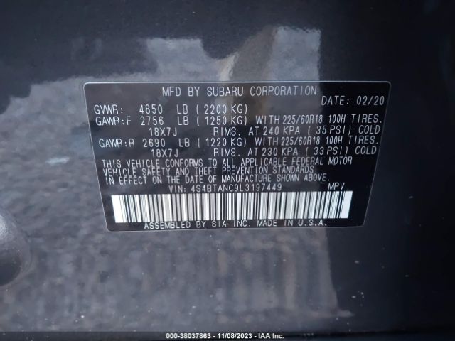 Photo 8 VIN: 4S4BTANC9L3197449 - SUBARU OUTBACK 