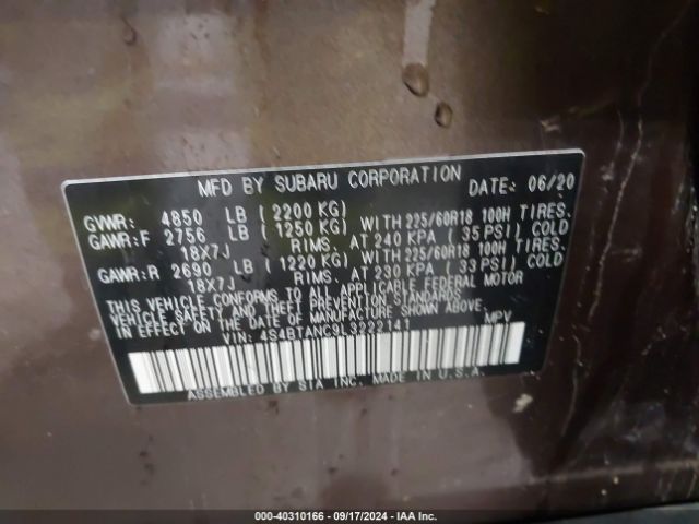 Photo 8 VIN: 4S4BTANC9L3222141 - SUBARU OUTBACK 